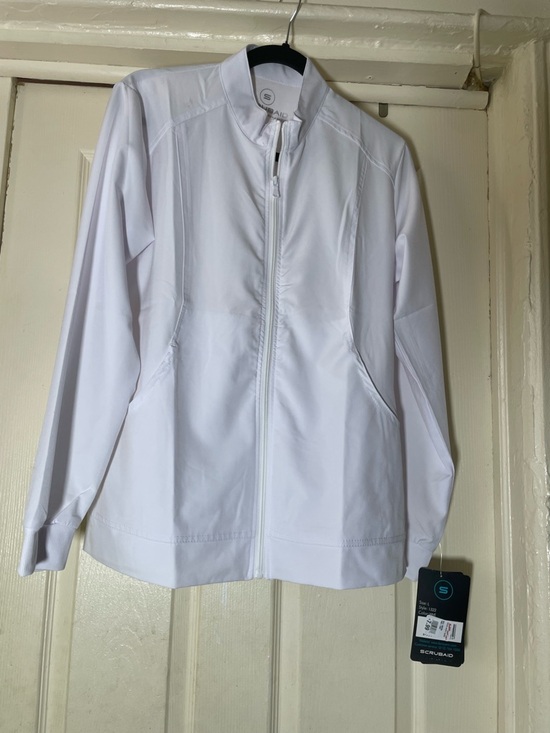 ScrubAide Jackets & Blazers - White Women's Zip-Front Utility Jacket